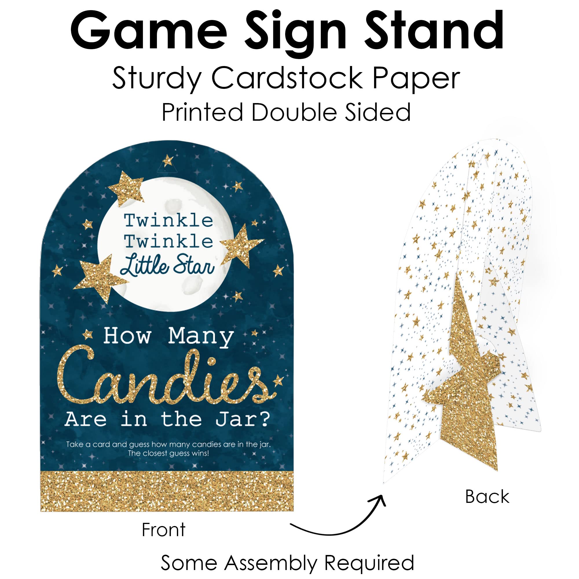 Big Dot Of Happiness Twinkle Twinkle Little Star - How Many Candies Baby Shower Or Birthday Party Game - 1 Stand And 40 Cards -